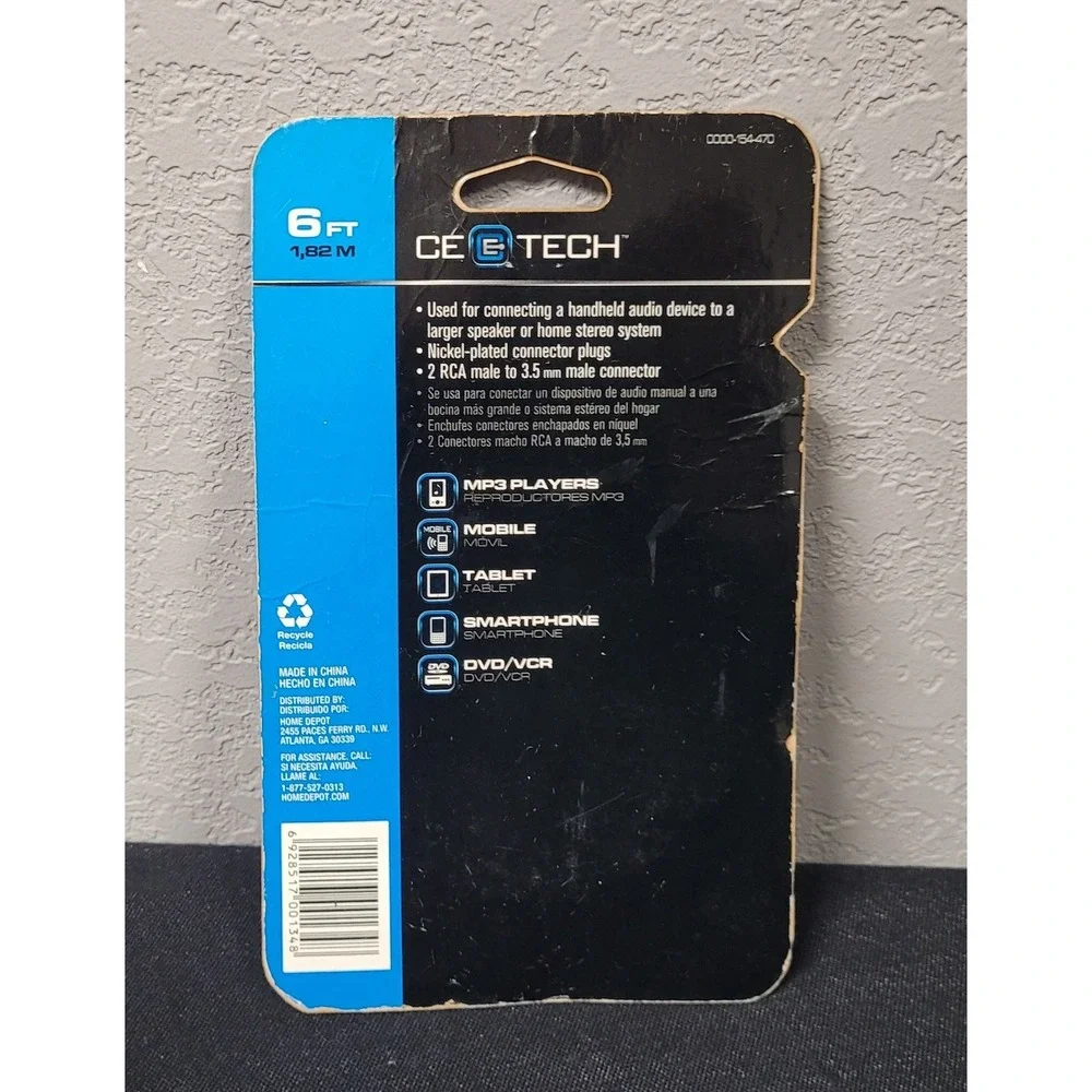 CEE TECH 6FT Dual RCA to 3.5mm Adapter for Connecting Audio Devices
